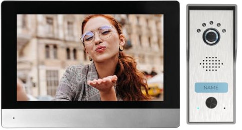 Miratic Kit Videocitofono Monofamiliare 4 Fili 7 Touch Screen Full HD Videocitofono Smart Colore Nero-Argento Progettato per il Montaggio in Superficie