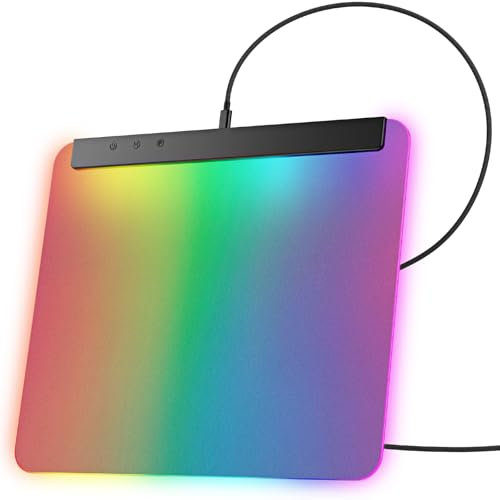 Deeyaple M6 Gaming Mouse Mat with RGB Lighting - Precise Hard Surface, Non-Slip Rubber Base, Water Repellent, 16.8 Million Colours - Easy Control with 3 Buttons for PC & Consoles