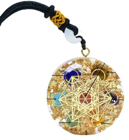 FWANGEN Orgonit Anhänger Halskette, Heilige Geometrie Energie Halskette, Hochfrequenz Energie Stein Anhänger Halskette, Kosmische Energie Chakra Heilsgeschenk für Frauen und Männer(Kette Verstellbar)