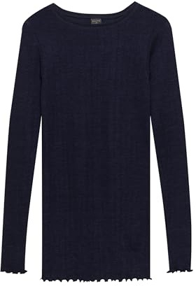 Dilling Damen Merinowolle Seide Langarmshirt Pointelle Baselayer leicht atmungsaktiv temperaturregulierend