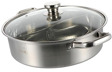 COLLBATH Zwei-flavor Hot Pot Rostfreies Kochgeschirr Mit Abteilungen Für Verschiedene Geschmäcker Robust Und Leicht Zu Lagern Küchenaccessoire Für Hot-pot-