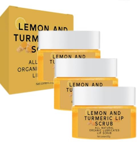 Kurkuma-Zitronen-Lippenpeeling, Vitamin C-Lippenpeeling, natürliches Lippenpeeling, natürliche Lippenpflege, sanftes Peeling, mildert Lippenfältchen (3pcs)