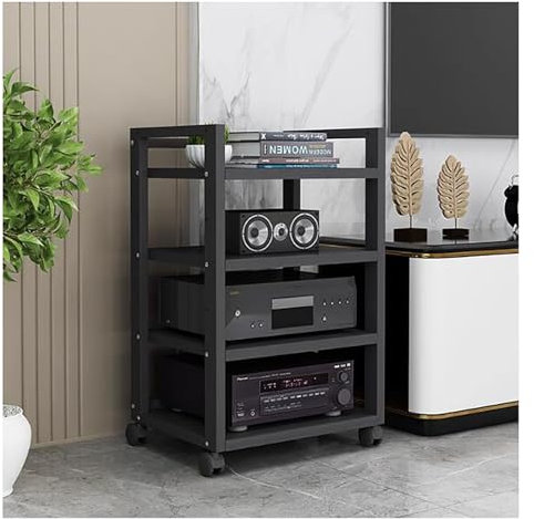 CD-Audio-Tower aus Holz mit verstellbaren Ablagen für Zuhause/Büro, Eckkomponentenschrank für Stereoanlage, abnehmbares Regal für Audio-Video-Ausrüstung