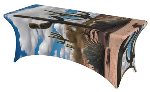 ZhRiYan Tovaglia rettangolare con stampa di un sacco di cactus, per matrimoni, patio, banchetti e ricevimenti, eleganti tovaglie