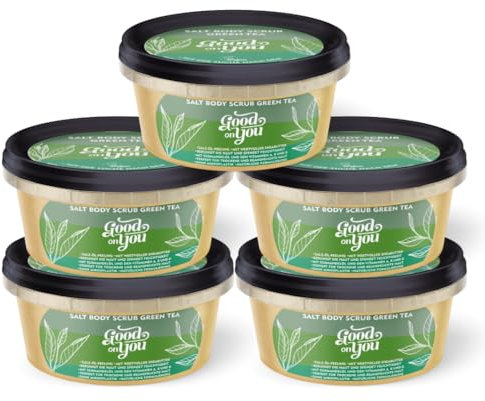 Good on you - Green Tea Body Scrub - Salz Öl Peeling für trockene und beanspruchte Haut - Körper Peeling - Sauna - Hand - Duschpeeling - 3er Pack