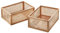 Kobolo Korb aus Holz & Rattan Gr. L 2er Set 40x30,5x17cm, hellbraun, Flechtkorb im Boho Design, dekorativer Regalkorb, Aufbewahrungskorb für Ihr Zuhause