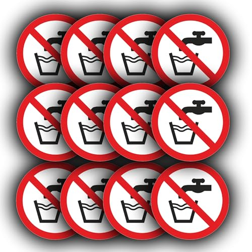 12-Pack Not Drinking Water Signs - Self-Adhesive Vinyl Stickers, Non-Potable Water Warning, Waterproof, 85mm - Do Not Drink Water Self-Adhesive Signs