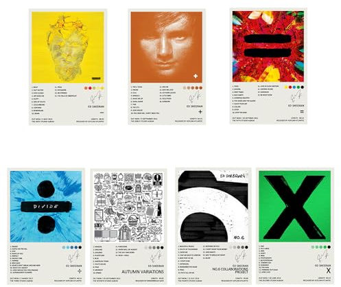 DEHEMUKA Poster von Ed Sheeran, limitierte Auflage, ungerahmt, 20 x 30 cm, Leinwandposter, Schlafzimmer, Landschaft, Büro, Raumdekoration, Geschenk, 7 Stück