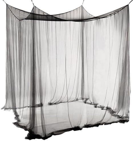ACTOYS Mückennetz Bett XXL, Moskitonetz Reise Outdoor, Moskitonetz Doppelbett Einzelbett, Betthimmel Rechteckig, Mosquito Net Bed, Himmelbett Vorhänge Terrasse (Schwarz: 2 Türen, 220x200x200cm)