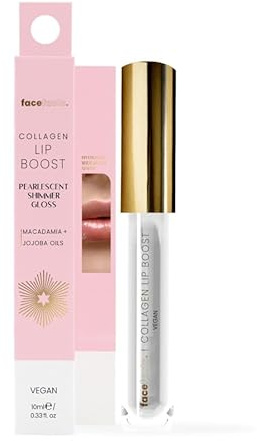 Face Theory Collagen Lip Boost, Pearlescent Shimmer Gloss with Macadamia and Jojoba Oils, Vegan, 10ml