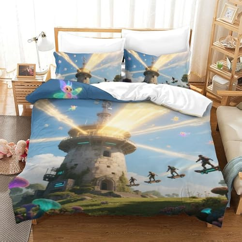 QIAVXZIP 3D Drucken Naturpark Cabo de Gata-Níjar 3 Teilig Bettwäsche-Sets Gebäude Weiche Microfaser Mit Reißverschluss 2 Kissenbezüge Weich Und Bügelfrei Für Kinder Single（140x200cm）