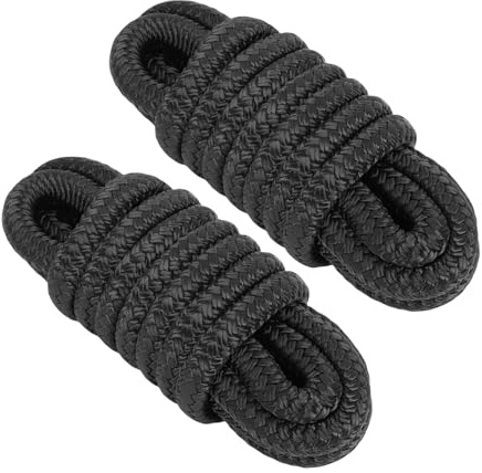 Ejoyous Boat Dock Lines, Double Braided Nylon, 3/4 Inch Diameter, 15ft Length for Sailboats and Speedboats (Black)