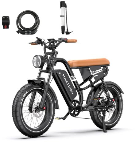 Maxtron MX10 E-Bike 20 Zoll Motorrad-Optik, Elektrofahrrad mit Hydraulischen Öldruckbremsen, 48V 13.5Ah Akku, 100km Reichweite, 4.0 Fatbike Reifen, 250W Retro Pedelec Moped Erwachsene Bergsteigen