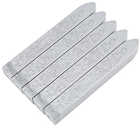 Siegelwachs Set, 5 Stück Vintage Schmelz Wachs, Wachssiegel Siegelstempel für Stempel Dekoration Umschläge, Pakete, Einladungen (Silber)