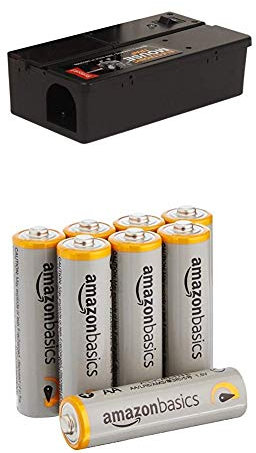 Rentokil FE35 Electronic Mouse Trap, Black, 17.1x8.8x5.1 cm with Amazon Basics Batteries