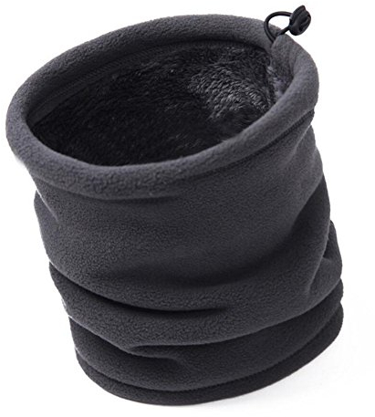 Qxuan Thermal Snoods Men's Winter Thick Fleece Neck Warmer Gaiter Warm Tube Beanie Face Mask Outdoor Sports Ski Cycling Scarf Hat, Meduim Grey, XL