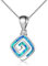 Carré bleu créé opale incrustation spirale labyrinthe vent pendentif collier pour les femmes pour petite amie 925 en argent sterling-blue-One size