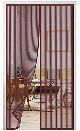 Zanzariera Magnetica Per Porte 100x240cm (39.37x94.48in) Tenda Magnetica Si Impedisce Agli Insetti Zanzariera Chiusura Automatica, Facile da Installare-Marrone