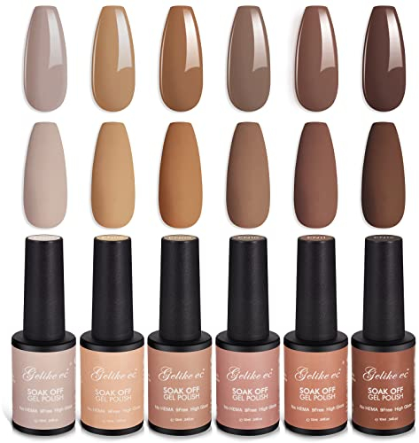 Gelike ec Braun UV nagellack Set: Nude Braun Neutral Colours UV Gel Nagellack für Nageldesign Begeisterte DIY at Home