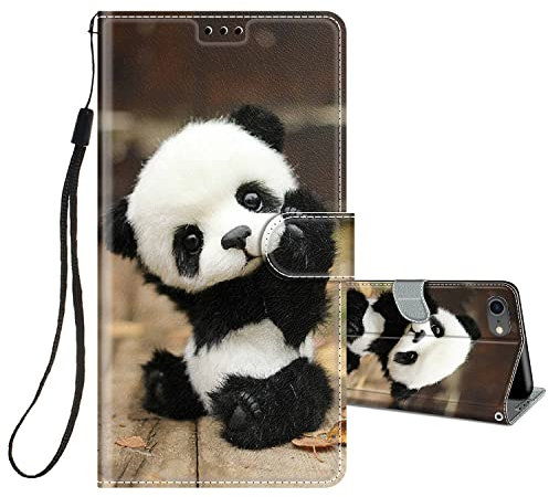 Flip Case for iPhone SE 2020 / iPhone SE 2022 5G / iPhone 7 / iPhone 8 Phone Case Protective Wallet Case for Girls Women Boys PU Kickstand Card Slot Holder Silicone Shockproof Cover - Sweet Panda