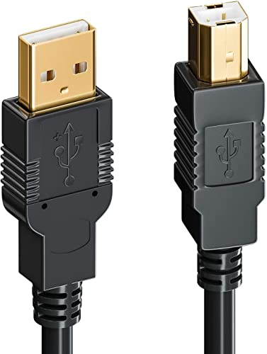 deleyCON 15m Câble USB Actif pour Imprimante Câble pour Scanner Câble de Données USB 2.0 Prise A vers Prise B pour Imprimante Scanner Fax Imprimante Multifonction - Noir