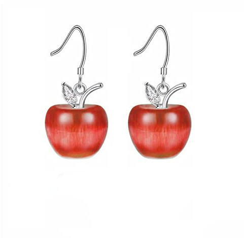 Uloveido Niedliche Mode Obst Apfel Ohrringe für Mädchen Frauen Weihnachten Geburtstag Schmuck Geschenk, Zirkonia, zirkonia,