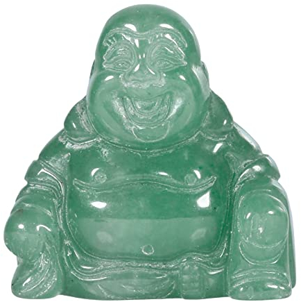 KYEYGWO Grüner Aventurin Geschnitzte Edelstein Lachender Buddha Figur, Heilung Kristall Glücksbuddha Stein Talisman Maitreyabuddha Statuen Fengshui Skulptur Ornament für Dekoration Glücksbringer