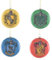 Harry Potter - Set di 4 palline piatte per albero di Natale, 70 mm