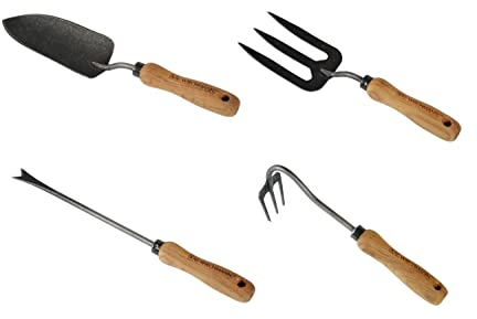 Teak Gartenwerkzeug Set Palermo 4-TLG. geschmiedet Teak Griff Premium