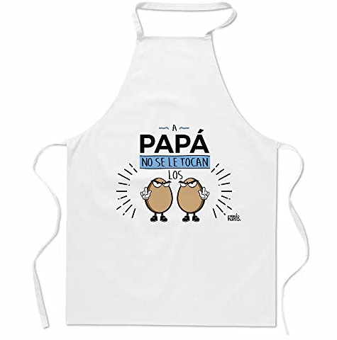 mundohuevo Regalo original y divertido. Delantal A papa no se le tocan los ... | Delantal gracioso para Papá | Idea de Regalo para Papá