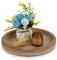 Hanobe Bandeja Decorativa de Madera Redonda rústica con Cuentas para Mesa de sofá, casa de Campo, Cocina, mostrador, aparador, decoración de Mesa de Estilo Vintage para Sala de Estar, candelabro,