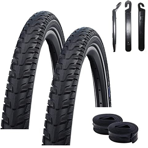 2 x Schwalbe Energizer Plus Tour Performance E-50 Fahrrad E-Bike Reifen Reflex 37-622 (28 x 1,40) + 2 x DV-17 inkl. Reifenheber