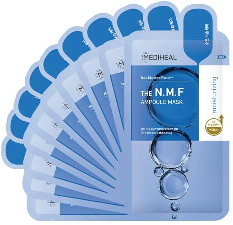 Mediheal Beste Nr. 1 koreanische Tuchmaske – NMF-Ampoule-Gesichtsmaske 10 Blatt Für intensive Feuchtigkeitspflege mit NMF Für alle Hauttypen