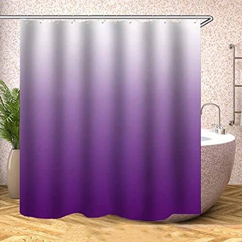 REBELA 3D Duschvorhang 240x200 Lila Duschvorhänge Antischimmel Wasserdicht Badevorhang Lila Duschrollo für Badewanne Dusche Shower Curtains, 12 Duschvorhang Ringe