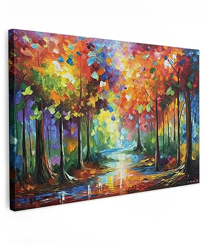 MuchoWow© Impression sur Toile Decoration Murale Peinture 120x80 cm Tableaux Decoratifs Muraux Décoration Chambre Paysage - Forêt - Coloré - Nature