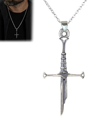 Silver-plated Broken Sword Pendant, Gothic Cross Sword Pendant Necklace, Medieval Vintage Broken Sword Pendant Jewelry Gift for Men Boys (Silver)