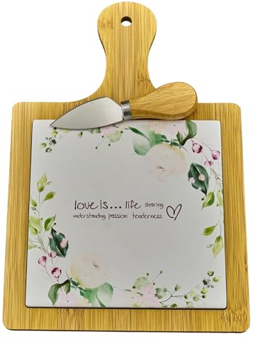 Doni Bomboniere Matrimonio Set Tagliere E Coltellino in Sottopentola Utili Cucina Nozze Anniversario Promessa di Amore Passione Condivisione Tenerezza Vita Insieme Uniche Legno con Decorazione