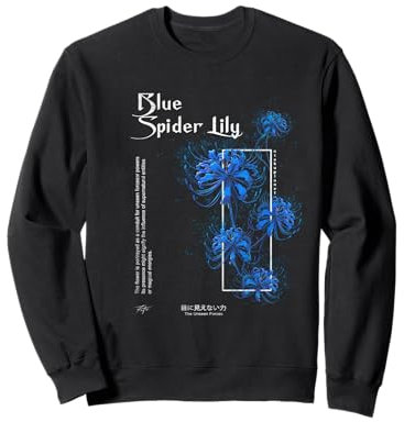 Lys araignée en esthétique d'anime bleu grunge japonais Sweatshirt
