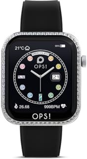 Ops! Smartwatch Donna Brillantini Call Love Diamonds, chiamata, notifiche, sport, frequenza cardiaca, sleep monitor, compatibile IOS e android (NERO SILVER)