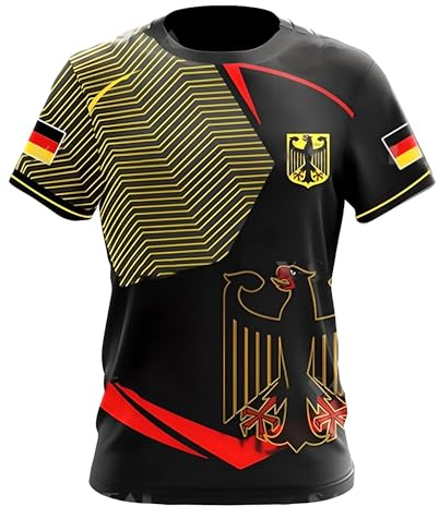 YuanDiann 2024 Europea Calcio Coppa Magliette Germania Tifosi Fare Il Tifo Sport Casual Uomo Donna Bandiera Nazionale Stampa Manica Corta Girocollo Traspirante Asciugatura Veloce T Shirt 16# S