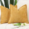 Madizz 2er Set Chenille Samt mit Rand Kissenbezüge Weiche Dekorativ Zierkissenbezüge Modern Kissenhülle für Sofa Wohnzimmer Schlafzimmer Gelb 40x40 cm