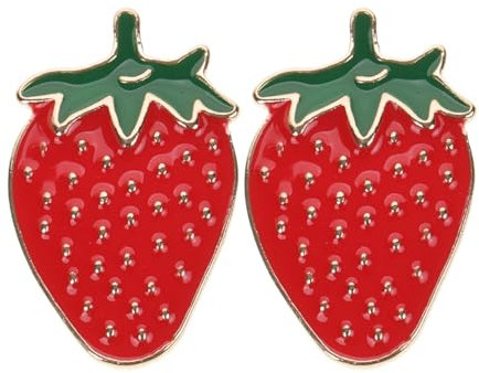 DEARMAMY Erdbeer-Brosche 2 Stück Emaille-Frucht-Brosche Niedliche Rote Erdbeer-Brosche Obst Anstecknadel Abzeichen Rucksack Hut Kleidung Tasche Dekoration Zubehör