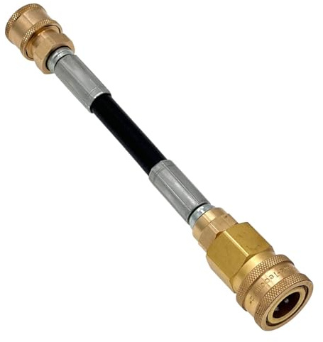 M&M Smartek Raccord rapide pour nettoyeur haute pression femelle 1/4 vers 3/8 – 20 cm de long, douille en laiton et tuyau en PVC, 160 bar