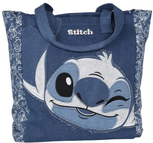 sarcia.eu Disney Stitch Jeans Damen Umhängetasche, Shopper Tasche 36x36x15 cm