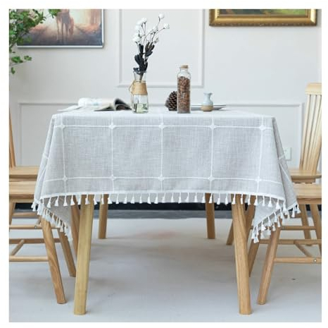 Tischdecke Wohnzimmertisch Grau, Tischdecke Vintage Klein Polyester Plaid Table Cloth 140X180CM für Geburtstag Party Hochzeit