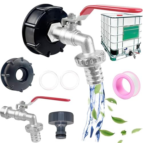 Rubinetto per Tanica,Rubinetto in lega da 3/4 pollici Raccordo Cisterna 1000 Litri, Rubinetto per Cisterna 1000 Litri, Realizzato in Lega Adatto per Serbatoi Acqua Piovana IBC, Giardini