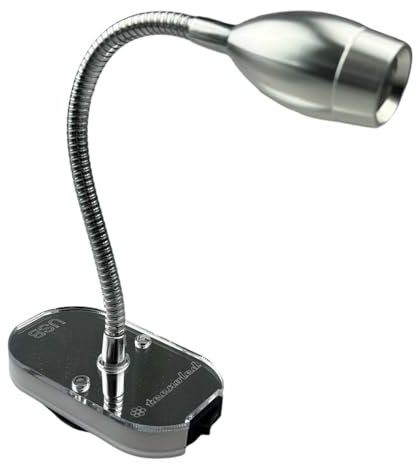 RVTechnik LED 12 Volt Schwanenhals Leselampe silber grau mit USB Steckdose Wohnmobil Boot