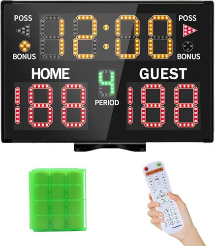 LUCKY TIME Elektronische Basketball-Anzeigetafel mit Summer | Batteriebetriebene digitale Anzeigetafel mit Fernbedienung, tragbare Punktestand-Anzeige, Anzeigebrett für Sportspiele