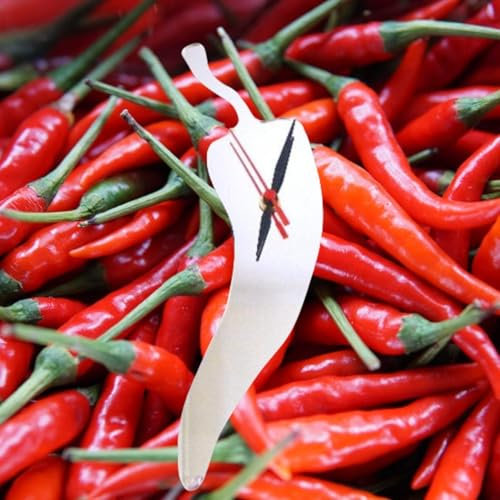Chili-förmige Uhren – viele Farben zur Auswahl, gelb, glänzend, 30 cm