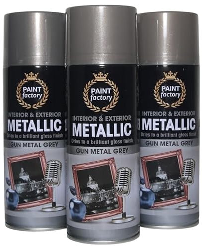 Balaju Height 3X BH Metallic Gun Metal Grey Gloss Spray paint for Interior or Exterior, Wood, Metal, Plastic, Glass, 400ML Each- Pack of 3 (3)